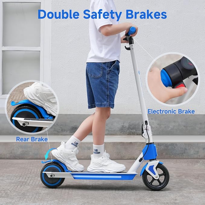 isinwheel S4 Electric Scooter for Kids Ages 6-14, 200W Foldable Kids Electric Scooter with 3 Speeds (5/8/12 Mph), LED Display, Colorful Lights, Gift for Kid
