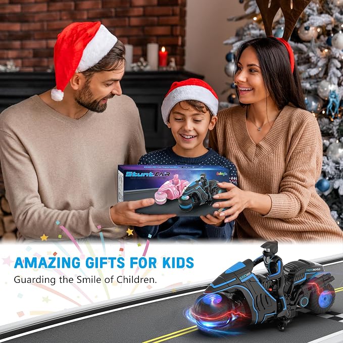 Remote Control Motorcycle Toys, Colorful Wheels Light Off-Road RC Dirt Bike with Detachable Rider, 360 Degree Rotation, High Speed, 2.4Ghz RC Motorbike Gift for Kids 5-12