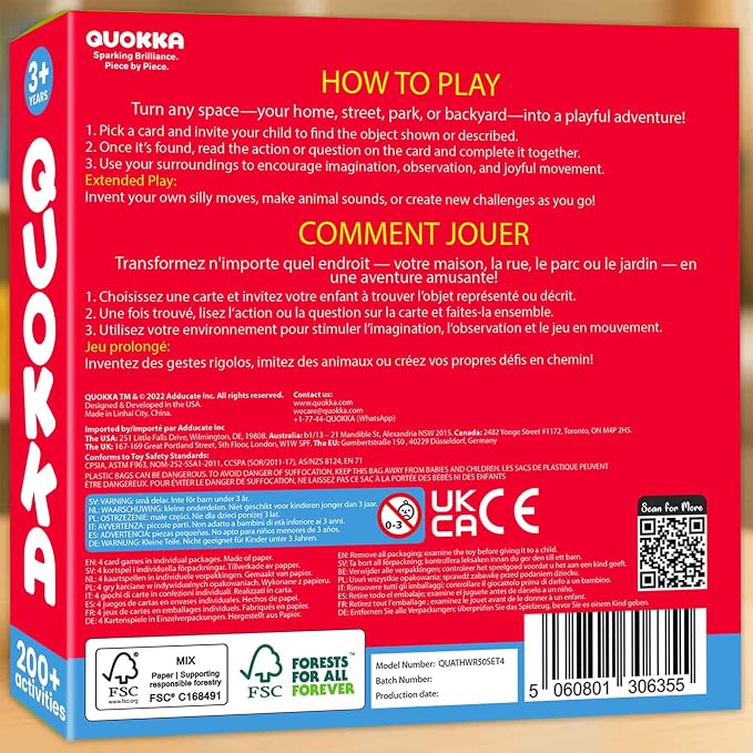 QUOKKA Scavenger Hunt Game for Toddlers 3-5 - 200 Toddler Activities Outdoor Indoor Cards Game Set - Fun Educational Play for Preschool Boys and Girls and Early Development