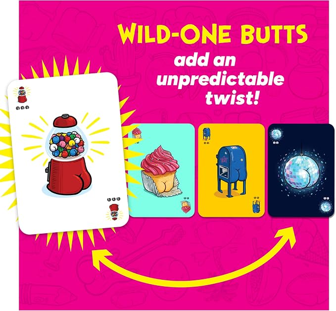Gamewright Butts On Things Card Game, Fast Funny Family Card Game, 10 Minute Playtime, 2-4 Players, Ages 8+, Silly Butt Art Matching Game for Kids and Adults