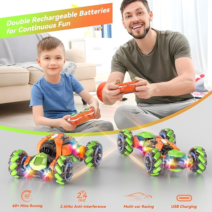 Nicella Remote Control Car, RC Toys Gifts for 6 7 8 9 10 11 12 Year Old Boys Girls - 360° Rotating 4WD Gesture Sensing RC Sunt Car with Lights & Music - Cool Birthday Gifts for Kids