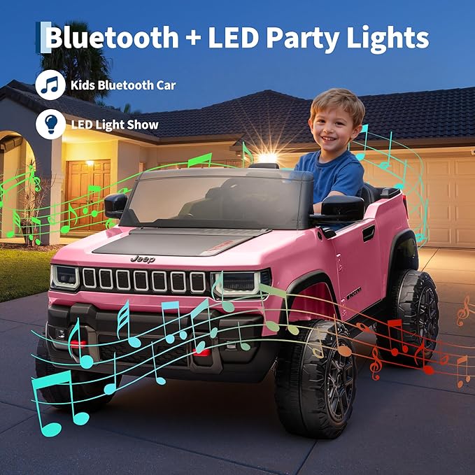 Garvee 24v Licensed Kids Ride on Car, 2 Seater Electric Truck for Big Kids with Parent Remote Control, 3 Speeds, Bluetooth Music, LED Lights for Ages 3-8