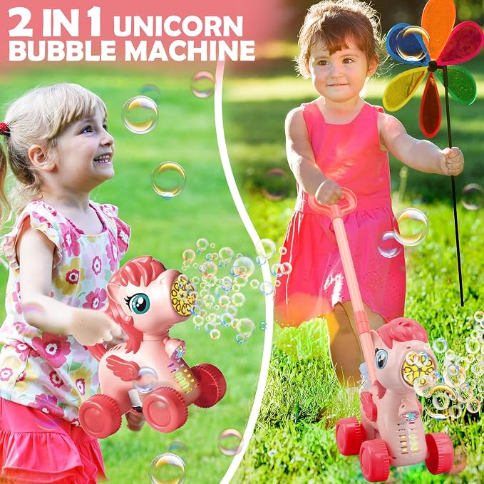 Chridark Bubble Lawn Mower for Kids Toys Age 3 4 5 Year Old: Unicorn Bubble Machine for Toddlers 1-3, Backyard, Travel, Party, Outdoor Toddler Toys, Birthday Gifts for Toddler Girls