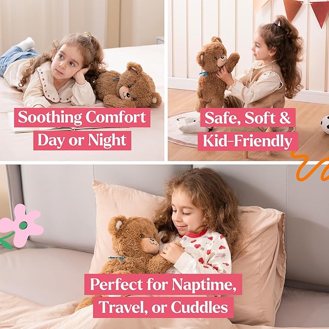 Lilly's Love Heatable & Coolable Lavender Scented Weighted Stuffed Animal - Microwavable Heatable Pad for Kids & Adults - Machine Washable Plushie - Calming Stuffed Animal for Anxiety - Bear