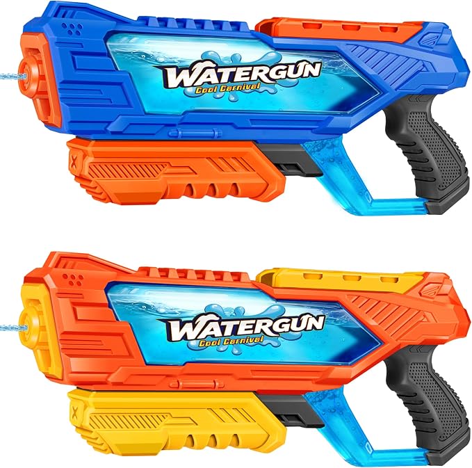 Quanquer 1000cc Water Guns for Kids Adults - 2 Pack Fast-Fill Super Squirt Blaster Soaker with 32 Feet Shooting Range Pump Action Summer Gift Outdoor Toys for Swimming Pool Beach Water Fighting