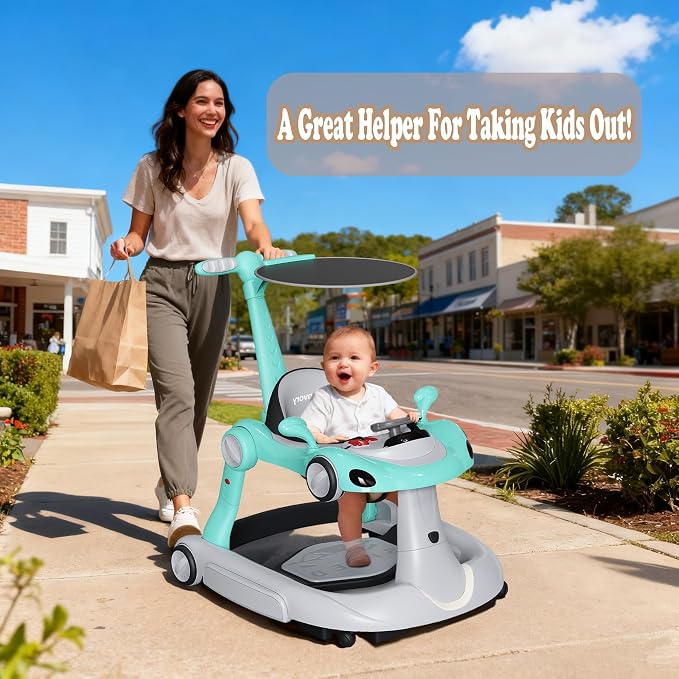 6-in-1 Foldable Baby Walker Activity Center Bouncer Rocker 6-18 Months