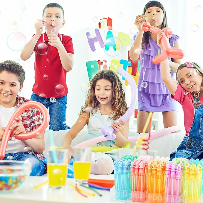 INSCRAFT Bubble Wand, 90 Pack Pastel Bubble Wands Bulk 15 Colors for Halloween, Summer Toys, Wedding, Outdoor Indoor Activity Use, Bubbles Party Favors, Gifts for Kids Toddlers