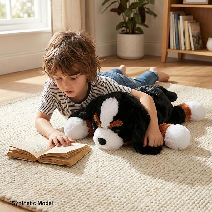 WEIGEDU Large Dog Stuffed Animal Plush Toy Soft Lying Bernese Mountain Puppy Hugging Pillow Gift for Kids Boys Girls Birthday Room Decor 20 Inch