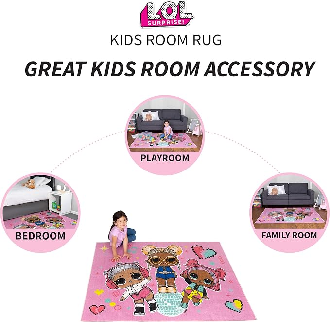 Franco Kids Room Non Slip Area Rug, 69 in x 52 in, LOL Surprise