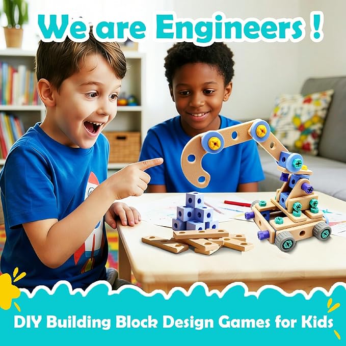 Kids STEM Building Toys For Ages 3-5 4-6 4-8 5-7 6-8 Years Old Boy Birthday Gift,101 Pcs Preschool Educational Construction Toys Tools Set With Drill,Toddler Design Drill Screw Toys (blue101)
