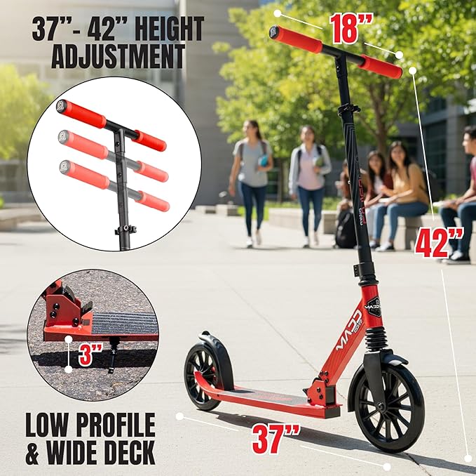 Kick Scooter for Kids, Teens & Adults - Lightweight Durable Frame, Smooth Ride, Sturdy Deck - Fun Rides for All Ages - Madd Gear