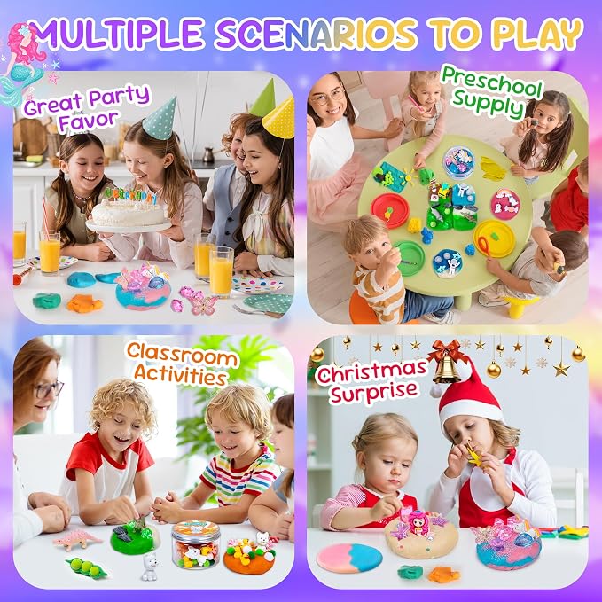 JOY SPOT! 8-Pack Play Dough Jars, Reusable Sensory Play Kit for Kids, Non-Toxic, Educational Creative Playdough,Birthday Valentines Gift,Party Favors, Goodie Bags, Boys Girls Home Preschool Classroom