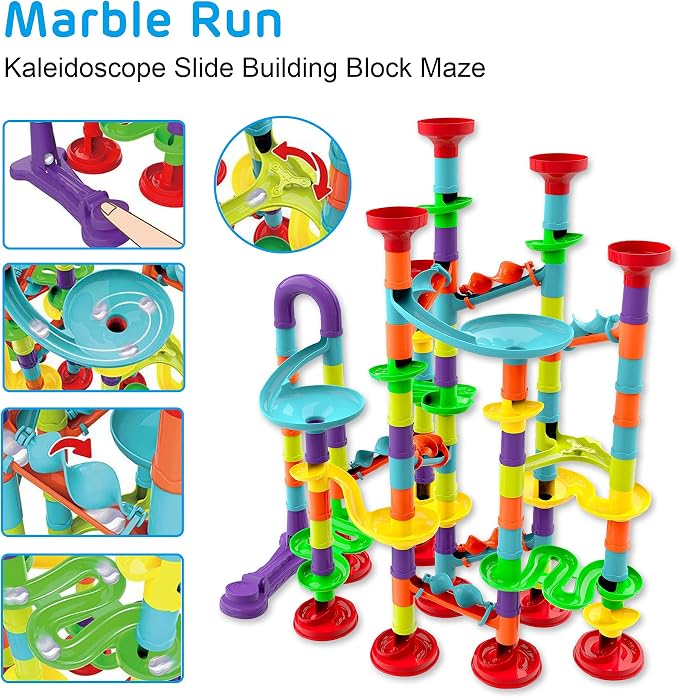 Blacka Marble Run Set Maze Race Building Blocks Marbles for Kids Ages 4 5 6 7 8 9 10+ Girls Boys Toys STEM Educational Birthday Gift Festival Present,A880,Large