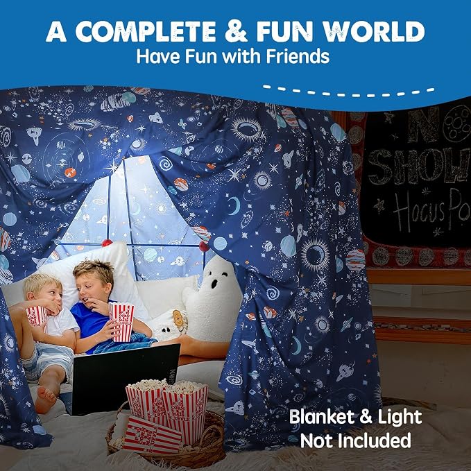 Tiny Land Fort Building Kit Creative Fort Indoor Outdoor for 5,6,7,8 Years Old Boys and Girls STEM Building Toys with Storage Bag DIY Castles Tunnels with 86 Rods and 44 Balls