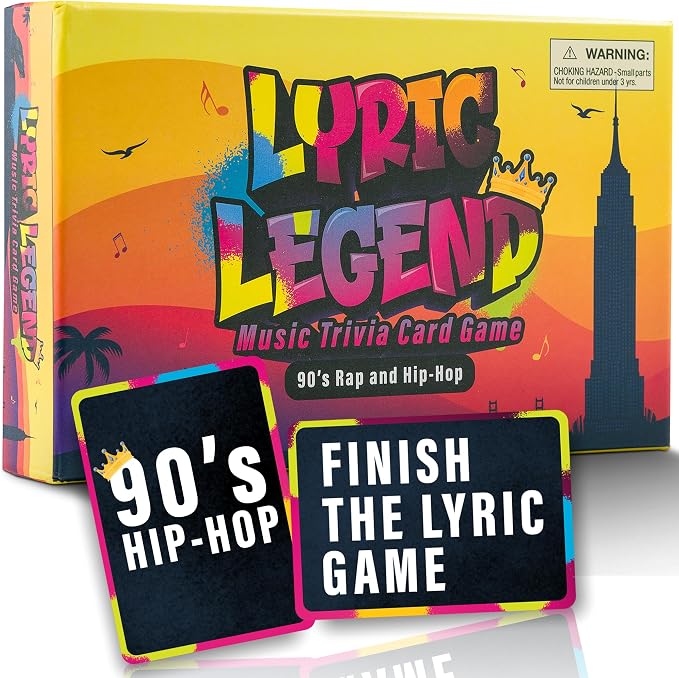 Lyric Legend 90s Hip-Hop and Rap Music Trivia - Adult Games for Game Night - Good for Groups – Finish The Lyrics Party Game - Multiple Choice, Listen While You Play with Included Playlist!