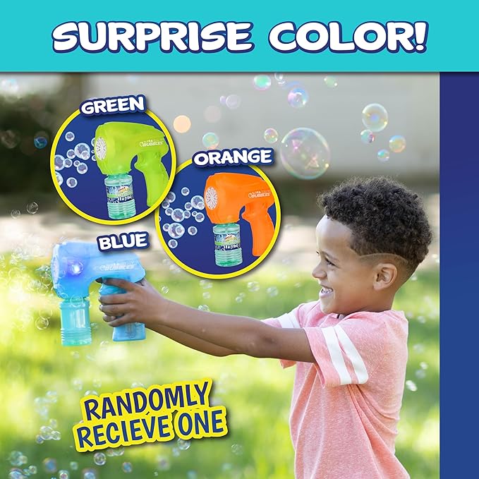 Light Up Bubble Blaster – Auto Bubble Blower for Kids, Outdoor Summer & Pool Party Toy (Includes 4oz Solution, Receive One Blaster - Color at Random)