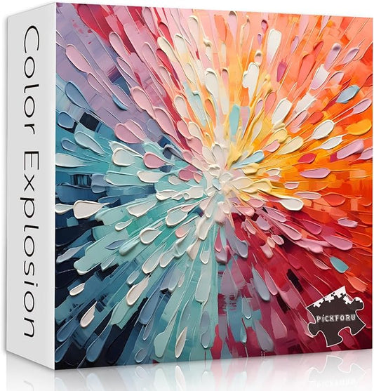 Impossible Puzzles 1000 Piece, Colorful Hard Difficult Puzzle for Adults, Gradient Rainbow Challenging Jigsaw Art Painting