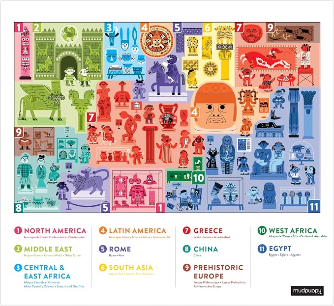 Mudpuppy Art and Culture Museum — 64 Piece Search & Find Puzzle Jigsaw Puzzle Featuring Diverse Art Sculptures and Artifacts and Over 40 Hidden Images to Find for Ages 4+