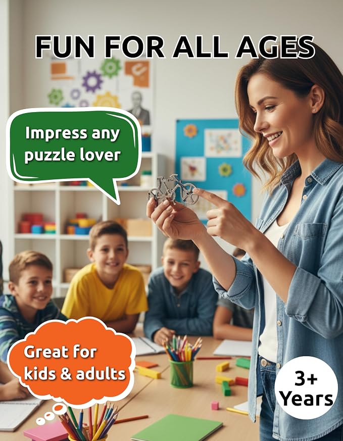 Bicycle Puzzle by Sharp Brain Zone – Premium Durable Metal Brainteaser | Challenging 3D Mechanical Logic Game, Focus & Stress Relief Tool, Travel Brain Teaser & Unique Gift for Puzzle Lovers
