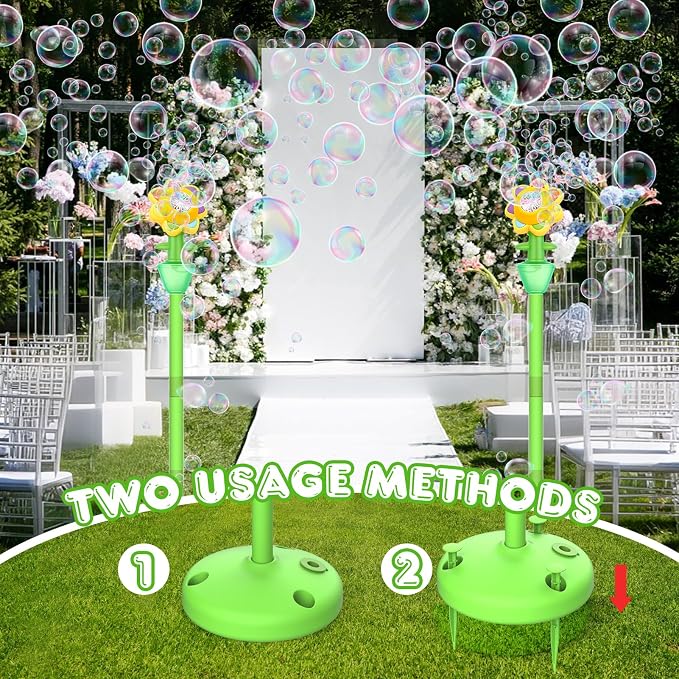 Palksky Bubble Machine for Kids Toddlers, Flower Bubble Maker with Lights for Parties, Rechargeable Automatic Bubbles Blower Machine for Outdoor Wedding Birthday Party