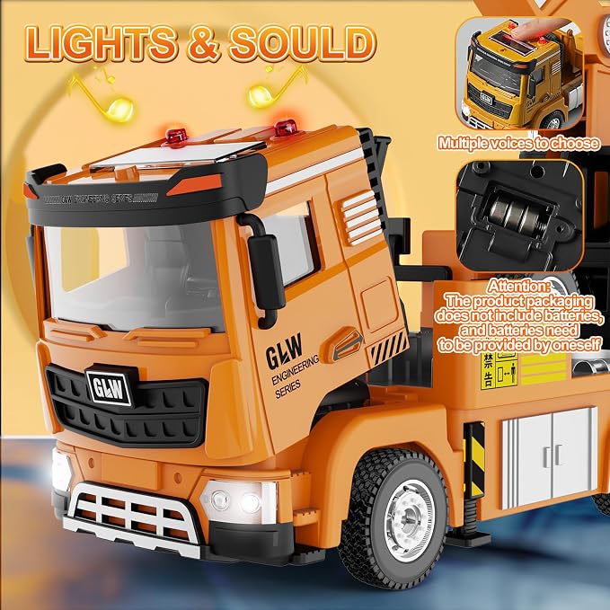 Construction Trucks Toy 1:40 Semi-Alloy Simulation Model Lights & Sounds Educational Engineering Vehicle for Kids Excavator Truck