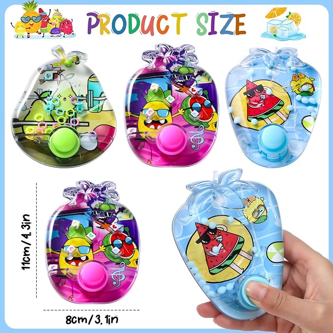 Cleboen 12 Pack Handheld Water Games for Kids, Water Ring Toss Handheld Games Fruit Party Favors Goodie Bag Stuffers Classroom Rewards for Boys Girls, Stress-Relief Car Games Travel Toys for Kids