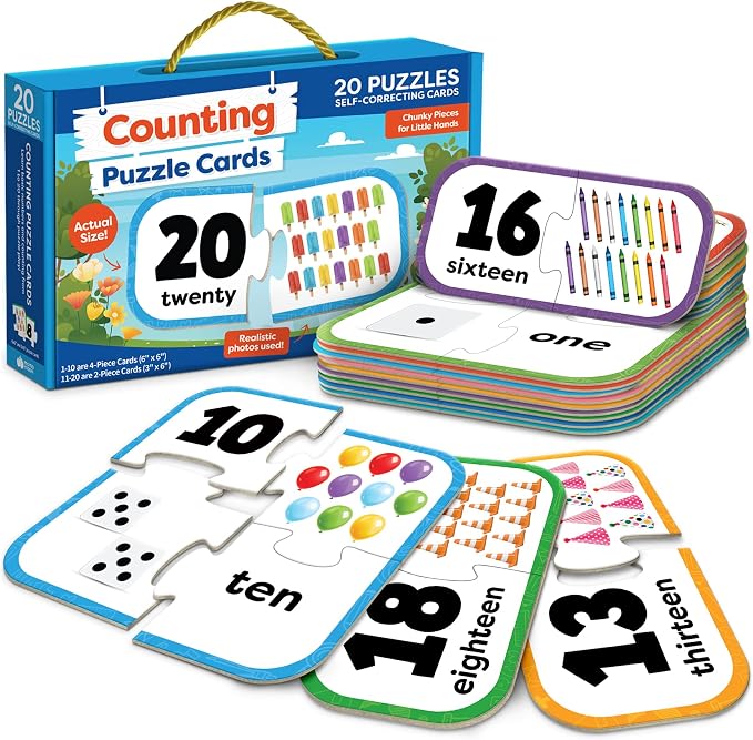Number Puzzle Kindergarten Math Games - Number Matching Puzzle - 20 Sets Learning Numbers Puzzles - Counting Toys for Toddlers Kids Ages 3-5 - Educational Toys Preschool Learning Activities