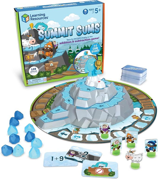 Learning Resources Summit Sums - Math Manipulatives, Montessori Board Games, Addition and Subtraction, Counting literacy Toys, STEM for Kids, Critical Thinking, Gits for Boys and Girls
