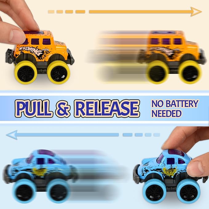 Monster Truck Christmas Stocking Stuffers for Boys Age 3-6 – Pull Back Monster Trucks for Party Favors, Set of 12
