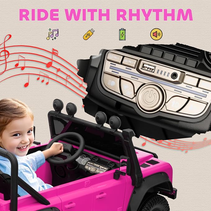 Qaba Land Rover 110SVX Licensed Electric Car for Kids, 12V Battery Powered Kids Ride On Car with Remote Control, Dual Motors, Spring Suspension, LED Lights, 3 Speeds Ride On Truck, Pink