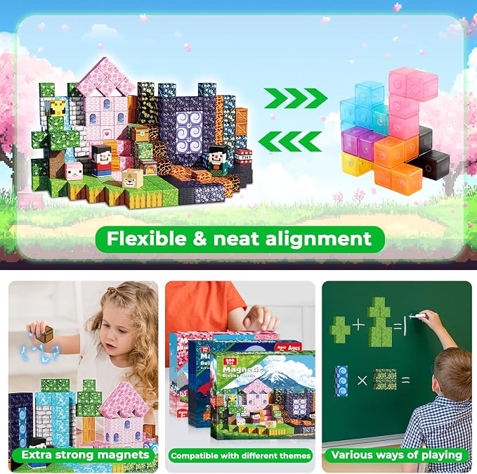 Goody King 200PCS Magnetic Building Blocks - Forest & Volcano Adventure Set, STEM Learning Toys for Kids Ages 3+, Strong Magnets, Creative Play, Birthday Gift for Boys & Girls