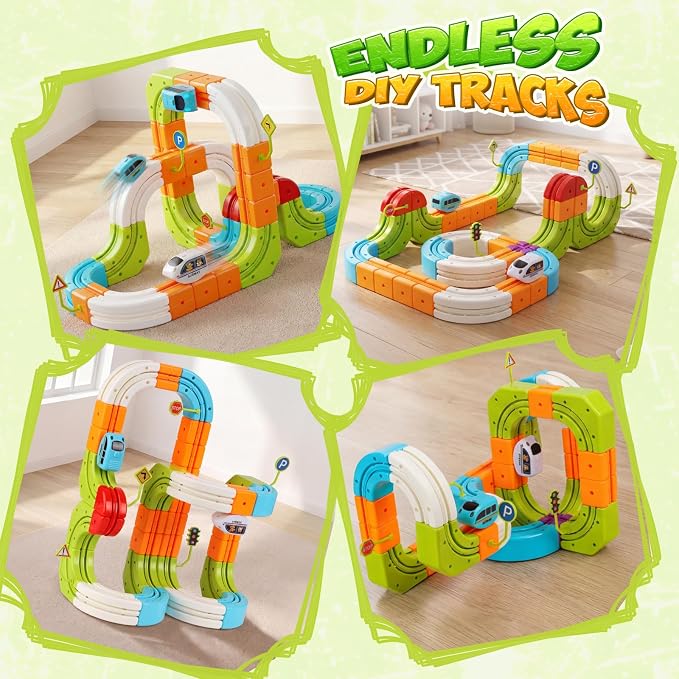 Hot Bee Electric Magnetic Train Set for Kids, Gravity-Defying 3D STEM Toy Train Track for Toddlers, Building Train Toys, Magic Tracks Toy Birthday Gifts for 3 4 5 6 7 8+ Year Old Boys Girls (93 Pcs)