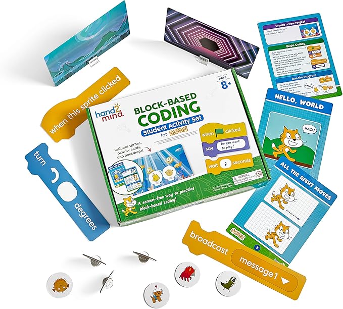 hand2mind Scratch Block-Based Coding, Student Activity, Learn to Code, Computer Science, Programming, STEM, Classroom, Ages 8-12, Teacher Supplies