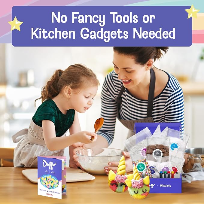 Baketivity x Duff Goldman Unicorn Cookies - Kids Baking Kit - Cooking Kits with Premeasured Ingredients, Decorating Supplies, STEM Activities - Kids Baking Sets for Girls, Boys Ages 6-12