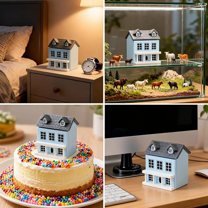 Miniature Villa Model Wooden Tiny House Compact Dollhouse Mini House Storage Decoration Ornament Accessory for Tabletop Display