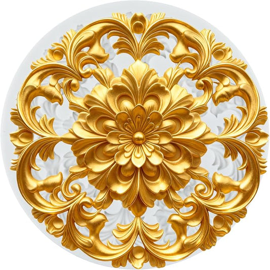Baroque Scroll Relief Polymer Clay Molds Relief Flower Silicone Mold for DIY Craft Epoxy Resin Casting Polymer Clay Tools Crafts Air Dry Jewelry Making