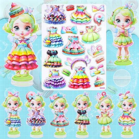 PainZieteg Magnetic Dress Up Dolls,Paper Dolls for Girls, Kids DIY Princess Magnetic Dress-Up Doll for Girl Birthday (Macaron Elf)