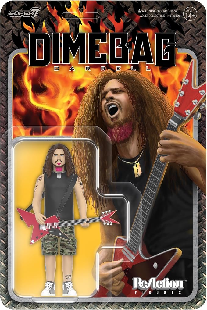 Super7 Reaction Figure Dimebag Darrell (Culprit) - 3.75" Dimebag Darrell Action Figure with Accessory - Classic Heavy Metal Collectibles and Retro Toys