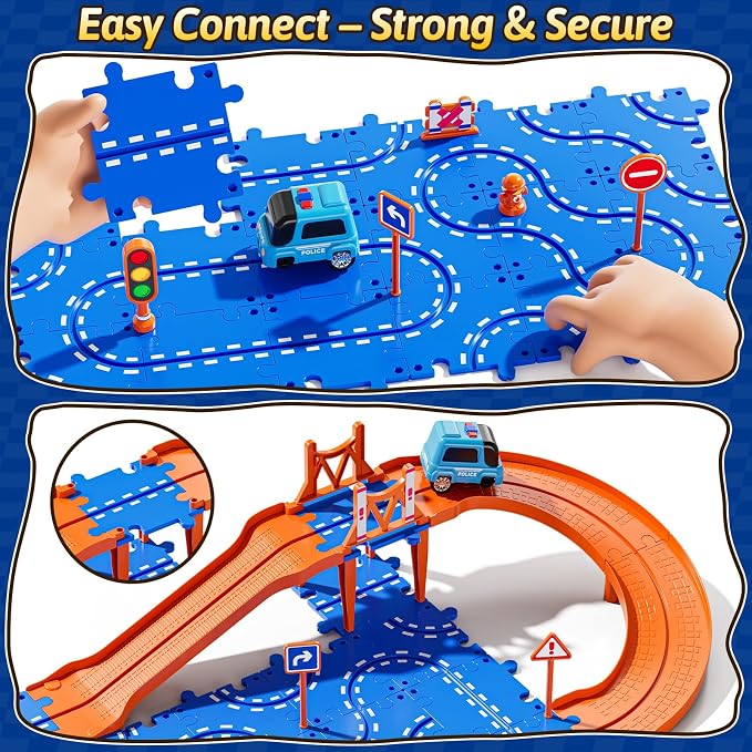 Floor Puzzles Race Track Cars Toys for Boys & Girls Age 3-5 4-7 | Birthday Gifts for 3 4 5 6 7 8 Year Old Kids