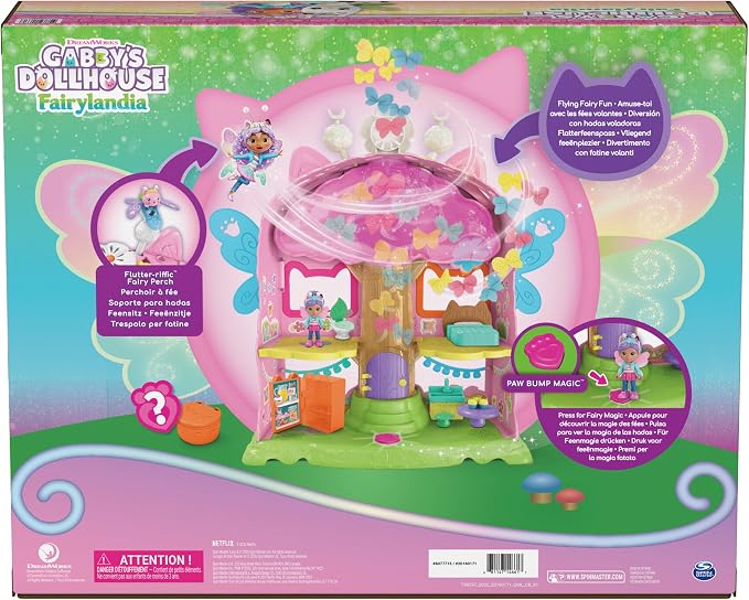 DreamWorks Gabby's Dollhouse Fairylandia Flutter Magic Fairy Playset with 8 Fluttering Fairies & Exclusive Gabby Toy Figure, Engaging Pretend Play Toys for Kids & Preschool Toys for Ages 3+