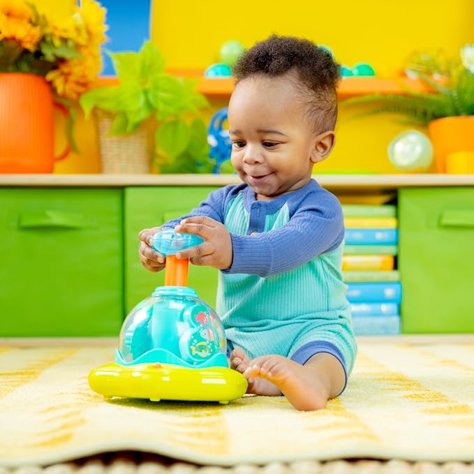 Bright Starts Press & Glow Spinner Cause and Effect Musical Baby Toy,Age 6 Months+,(Pack of 2)