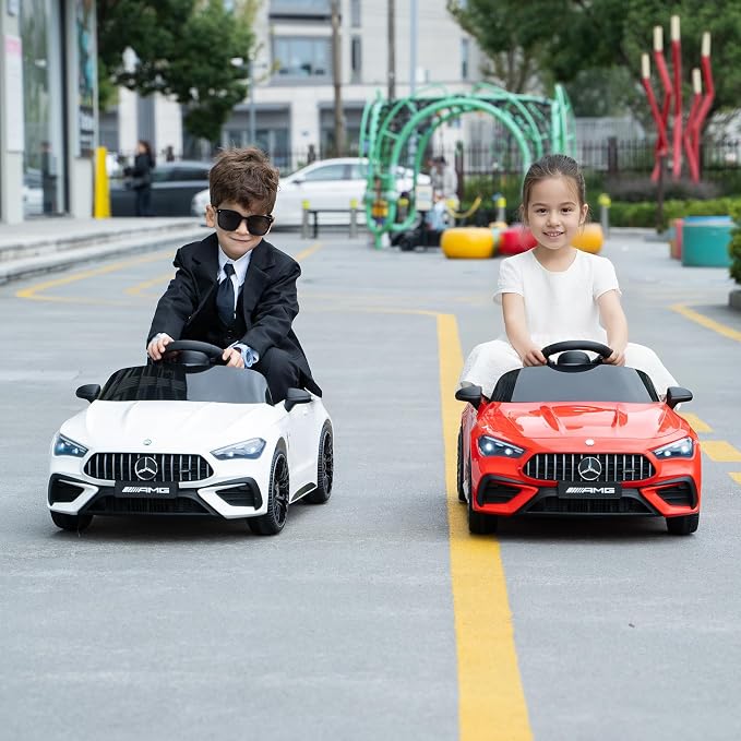 Licensed Mercedes-Benz Kids Electric Car by TOBBI, Toddlers Ride On Toy, Battey-Powered Vehicle with Parental Remote Control/Soft Start/3 Speeds/Horn & LED for Children Ages 3-6 Years-White