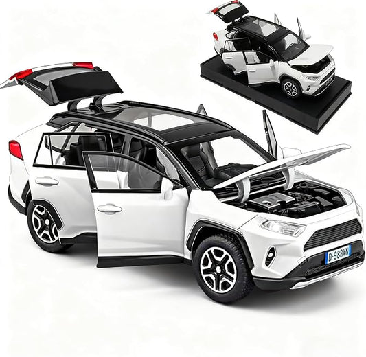 Model Car 1/32 Toy Car Alloy Diecast Collectible Model with Light and Sound Toy Vehicle for Boys Kids Toddler Gift White Car