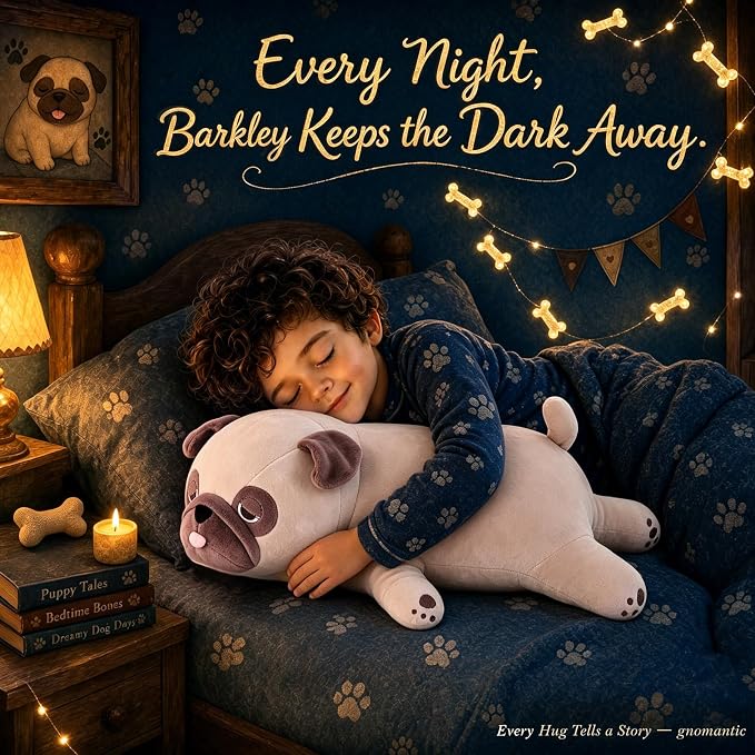 gnomantic Pug Weighted Stuffed Animals - 21 Inch 3.5 Pounds Weighted Plushies Pug - Big Bulldog Plush Stuffed Animals Pillow - Cute Plush Toys Gifts for Kids & Adults