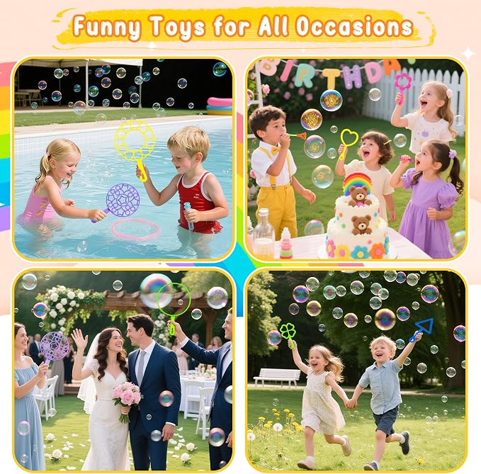 Bubble Wand Set 26 PCS Large Bubble Wands with Tray,Giant Bubbles Maker Wand Set for Kids Summer Outdoor Birthday Party Favors