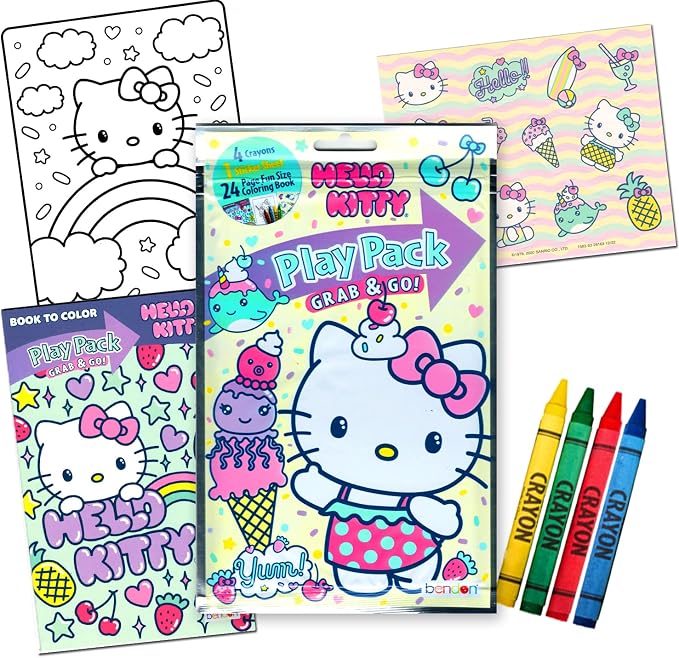 Hello Kitty Coloring and Acitivty Book Super Bundle for Kids, Girls – Set Includes Stickers, Kids Coloring Book and More