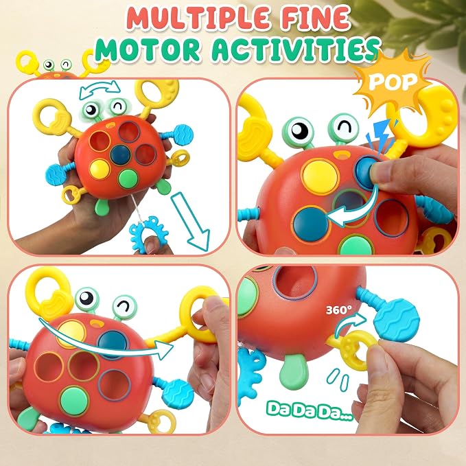 Chilvil Airplane Travel Toys for Toddler Kids 1-3 Sensory Montessori Toys for 1+ Year Old Silicone Pull String Road Trip Car Seat Travel Activities Essentials 18+ Months