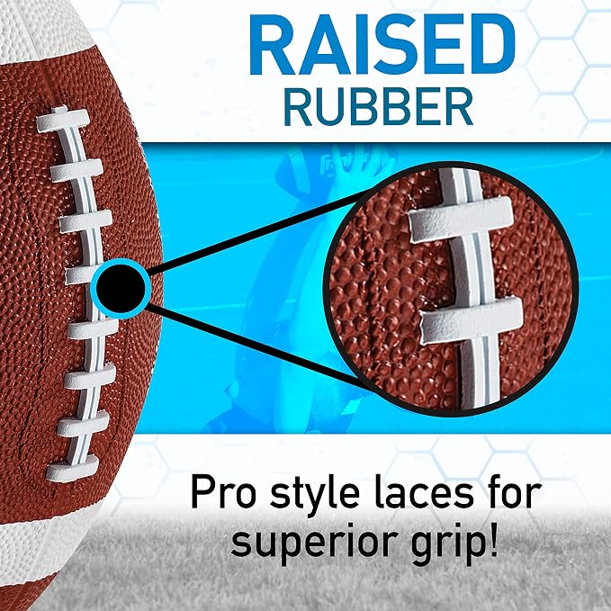 Franklin Sports Kids Junior Grip-Rite Youth Junior Size Rubber Footballs - Peewee Kids Durable Outdoor Footballs - Single & Bulk Packs Available