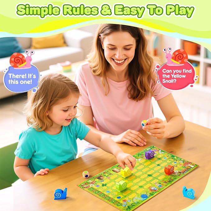 Snail's Pace Race Game, Classic Board Game, Family Game for 2-6 Players, Montessori Toys for 3 4 5 6 Year Olds, Fine Motor Skills Toy, Gifts for Boys Girls 3+ Year Old