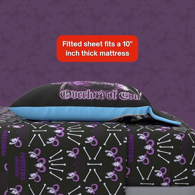 Masters of The Universe Movie Skelator Bedding Set, Twin Size 5 Piece Comforter and Sheet Set with Sham, (Officially Licensed Product) by Franco
